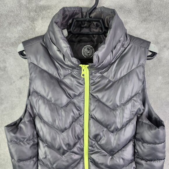 Womens Gray So Perfect Puffer Vest Jacket Full Zip Sleeveless Size M - Picture 4 of 10
